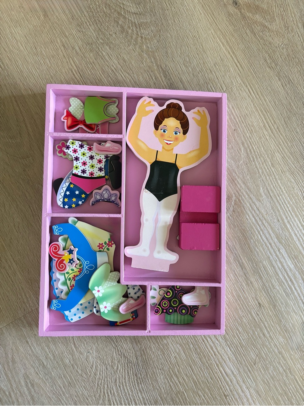 Melissa & Doug Pink Wooden Dress-Up Doll Puzzle with Multicolor Outfits